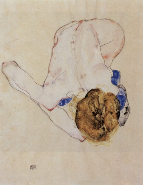 finegoodsfinefolks:Woman’s Back, 1912 by Egon Schiele(Pencil and watercolor on paper)