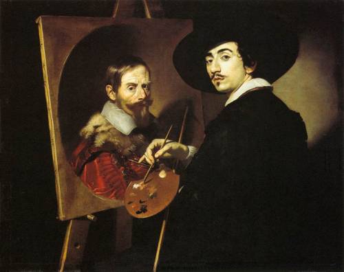 Self-Portrait with a Portrait on an Easel, by Nicolas Régnier, Fogg Museum, Cambridge.