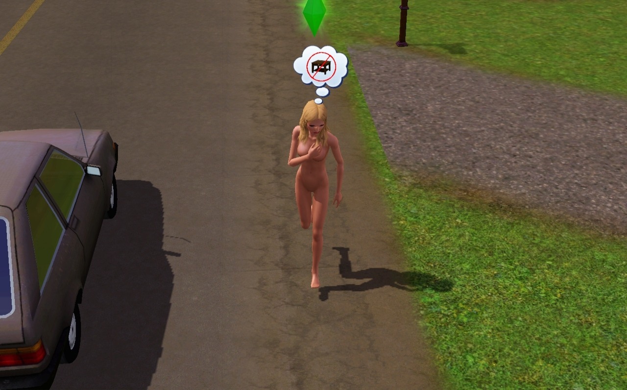 My sim likes to go streaking to work.