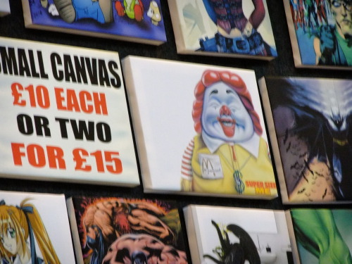 stickypiston:  ubermidget:  WARNING - If you see this stall at a convention in the UK or Europe, DO NOT APPROACH OR BUY FROM THIS STALL! The art featured on these canvases have been printed without the original artists’ permission, simply taken from