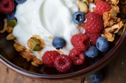 tango-mango:  Breakfast. Greek yogurt with granola and fresh berries. 