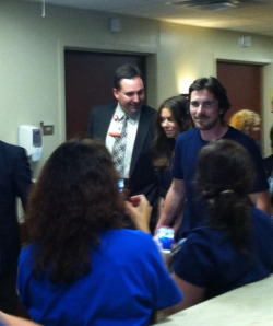 eunyce:  Christian Bale, star of the Batman films, is in Aurora, Colorado visiting victims of the Aurora movie theater shooting, Warner Brothers officials confirmed.“Mr. Bale is there as himself, not representing Warner Brothers,” said an assistant