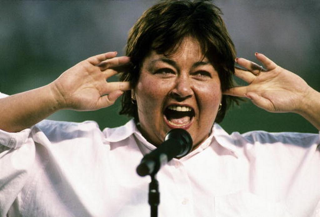 BACK IN THE DAY |7/25/90| Roseanne Barr sings the National Anthem at a San Diego