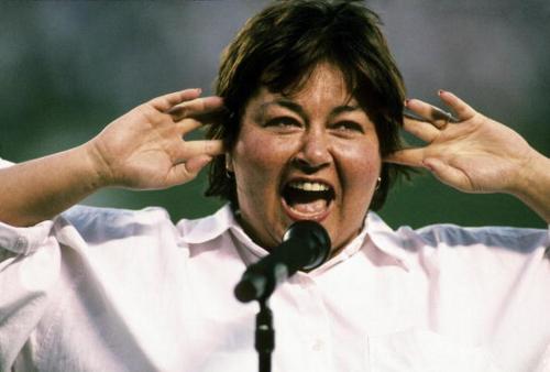 BACK IN THE DAY |7/25/90| Roseanne Barr sings the National Anthem at a San Diego Padres baseball game at Jack Murphy Stadium.