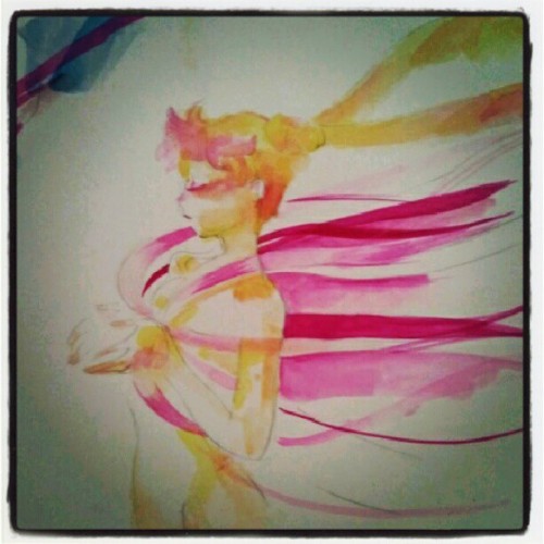 Lots of sailor moon sketch paintings last night (Taken with Instagram)