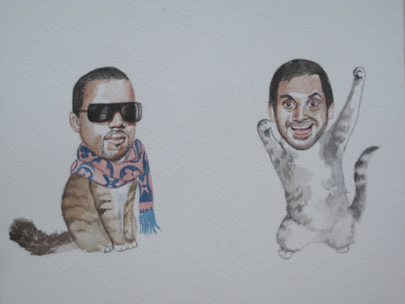 Aziz Ansari and Kanye West as best friend cats