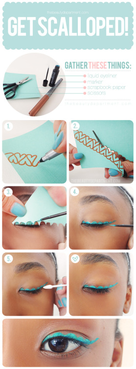 We have been been seeing scallop details on everything from retro dresses to awesome outerwear—-and now your eyes?! That’s right, the next time you are looking to liven up your lashes, try this oh-so-cute technique…in any color! (via The Beauty...