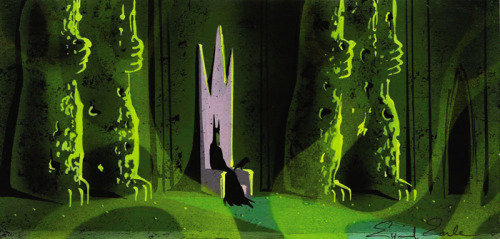 vintagegal:Concept art of Maleficent by Eyvind Earle for Disney’s Sleeping Beauty (1959)