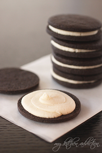 oooeygooeygoodness:  Homemade Oreos Ingredients: For the cookies:1 cup (2 sticks) unsalted butter, softened1 cup granulated sugar1 egg1 teaspoon pure vanilla extract2 cups all purpose flour¾ cup cocoa powder1 1/2 teaspoons baking powder1 teaspoon