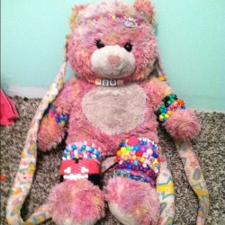 hellocuppy:  The #first #backpack I ever #made 💚 I #love #her she’s so #adorable (: #bear #buildabear #kandikid #plur #kandi  (Taken with Instagram)