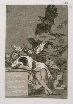 intothecellar:  The Sleep of Reason Produces Monsters. Francisco Goya. 1799.