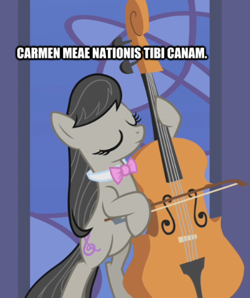 interretialia:Carmen meae nationis tibi canam.Let me play for you the song of my people.