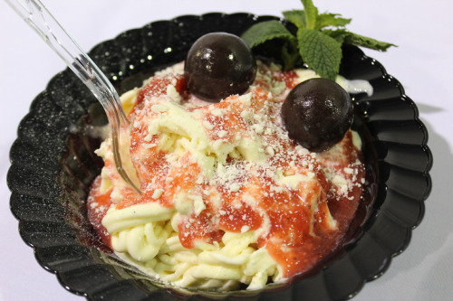 Would you eat this? Spaghetti ice cream — made with gelato noodles, strawberry tomato sauce, shredded white chocolate cheese and chocolate meatballs — was voted the Indiana state fair’s signature food.
Oh, but there are more.