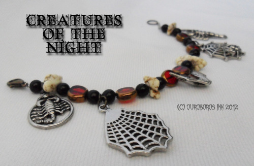 ouroborosinc:  “Listen to them. Children of the night. What music they make.” ————————————————————————————————- This charm bracelet is made from black acrylic beads, bone-reminiscent