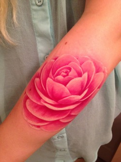fuckyeahtattoos:  Camellia♥This is my second realistic flower piece by Rob Chambers from The Ink Spot located in Ottawa. In my opinion, he’s the best in the region!My plan is to eventually get a full sleeve with different flowers by him. c: