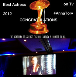 knurpje:  # 3rd Year in the Row, Miss Anna Torv wins the Saturn Award for the ‘Best Actress on Television” … WOOOT!!!!!! Yuppers, who needs an Emmy??? ♥  no room for an emmy on her shelf full of cooler awards