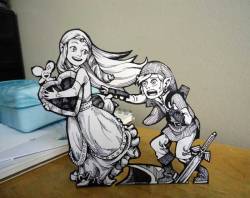 poupon:  saveroomminibar:  The Legend of Zelda hand-drawn paper-cut outs by George Alexopoulos. Check out his gallery of other familiar figures in the similar style.  these are all reallllly cute and well done! I want to make some! 