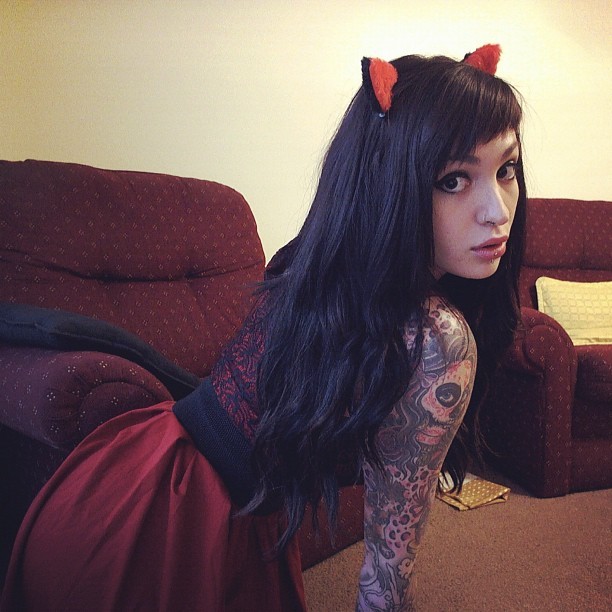 nekomarie:  #red #neko #tattoos #kitty #me (Taken with Instagram) 