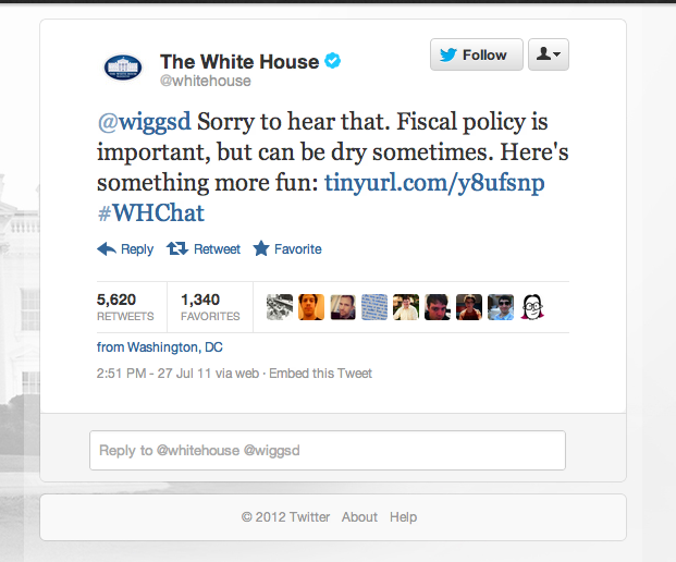 A year ago today, the official White House twitter account RickRolled some guy. Really.