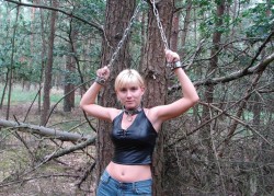 sensualhumiliation:  chained at the forest…