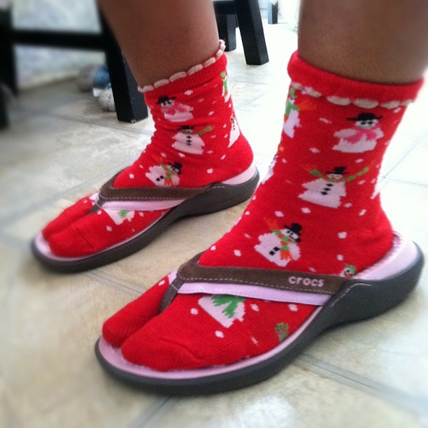 santini-houdini:  My mom keepin it extra G with the flip flops and socks   (Taken