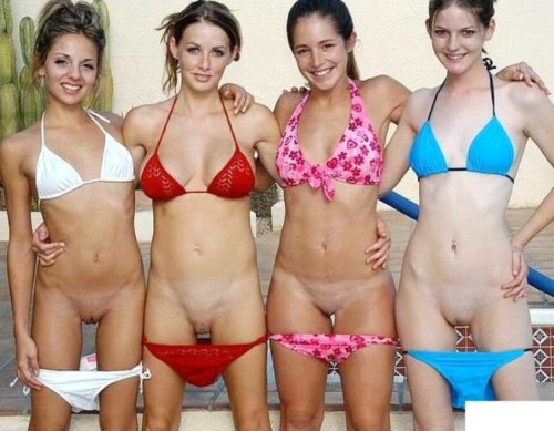 Group teen girls bikinis