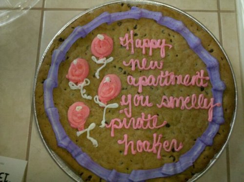 the-absolute-funniest-posts:  House-warming cookie cake from friends…. Follow this blog, it’ll make your dash light up with unicorns and freakin’ magic