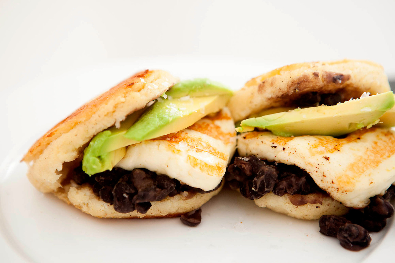 Arepas with Black Beans, Haloumi and Avocado
My trusty arepa recipe was amazing with grilled haloumi, black beans seasoned with a touch of cumin, and a few slices of avocado for breakfast. Goodbye, hangover.