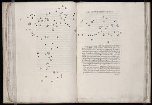 journalofanobody:Galileo’s illustration of the constellation of the Pleiades, in the first edition o