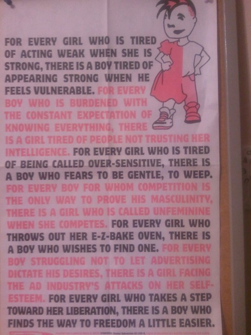 slutgrrrlinternational:  killyou-kissyou-orbeyou:  moreglamthanyou:  chininini:  syntonism:  Holy shit. Did I just see a piece of art on the #sexism tag that actually promotes actual equality?   This poster is available here  GENDER EQUALITY FROM BOTH