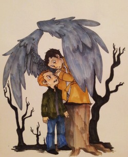 purgatory Dean/Cas doodle w a pen and markers