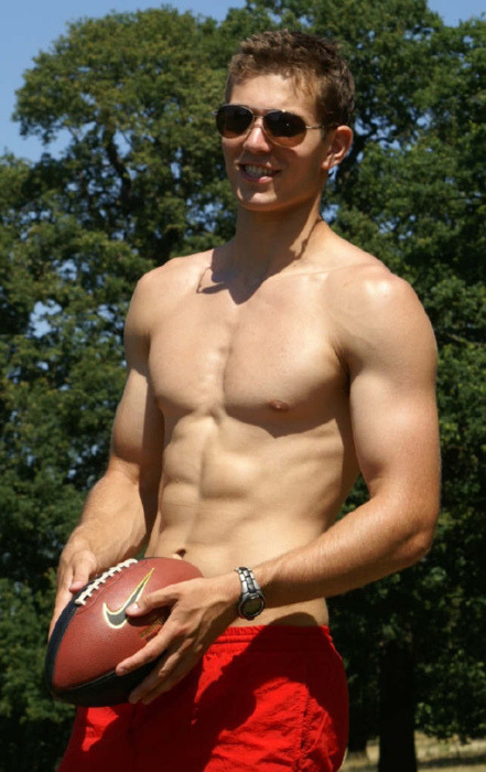 Cute football players shirtless