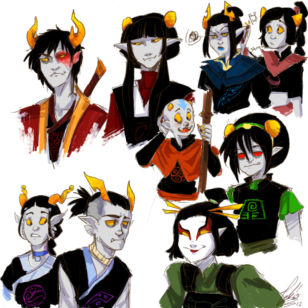 adventure-forever:
“xxluckyxstarxx:
“ juls-art:
“ 20) CROSSOVER: Avatar: The Last Airbender
This was a lot of fun to work on.
And let’s face it, there was much more to work with, with ATLA than TLOK. = w =
was messing around with their colours.. not...