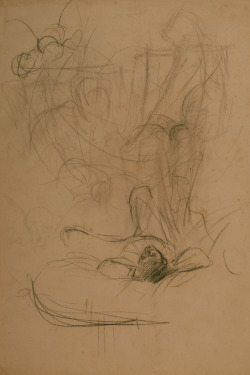 blastedheath:  László Mednyánszky (Hungarian, 1852-1919), Lying on the bed (Phantasy). Charcoal on paper. 30 x 43 cm. 