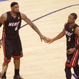 lebronsjames:  Nine pictures of Dwyane Wade and LeBron James↳“LeBron brings out