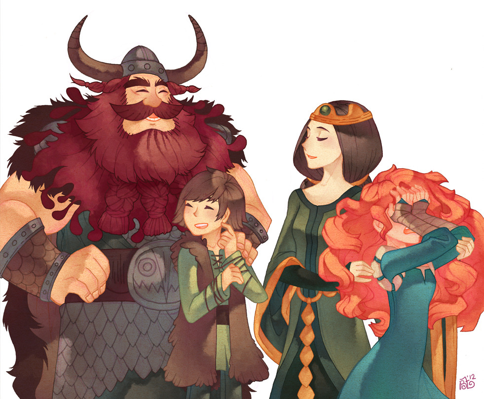 graphitedoll:
“ part 2 of my brave-dragons crossover X3
Stoic: this is my first born, Hiccup.
Elinor: This is my daughter, Merida. She’s single.
Hiccup: Dad, i have a girlfriend …
Merida: MOM, YOU’RE RUINING MY LIFE !!!
”