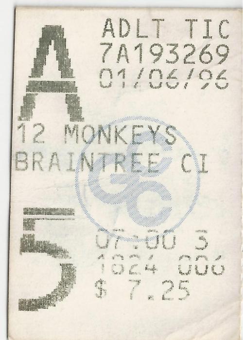 Stub Catalog: January 6, 1996 - 12 Monkeys   Thoughts in hindsight&hellip;  It definitely took a