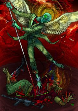 rumminov:  umbritis:  savedchicken:   Some kinda re-do of the “Archangel Micheal” painting by Giordano. Haha I’ll stop with the weird renaissance angely stuff soon. It’s just really fun to do ergrh!  Here’s how I drew this.  oh wow this is