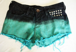 s-un-rise:  glitznsparkles:  Black frayed shorts dipped dyed blue with by BlackKarmaClothing   WANT