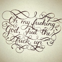 calligraphuck:  #OMG #STFU #calligraphy #typography #ink #handlettering (Taken with Instagram) 