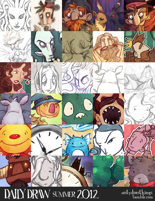 All of my daily draws from the past 30 days in one image. I have learnt a lot and it was fun too!Now