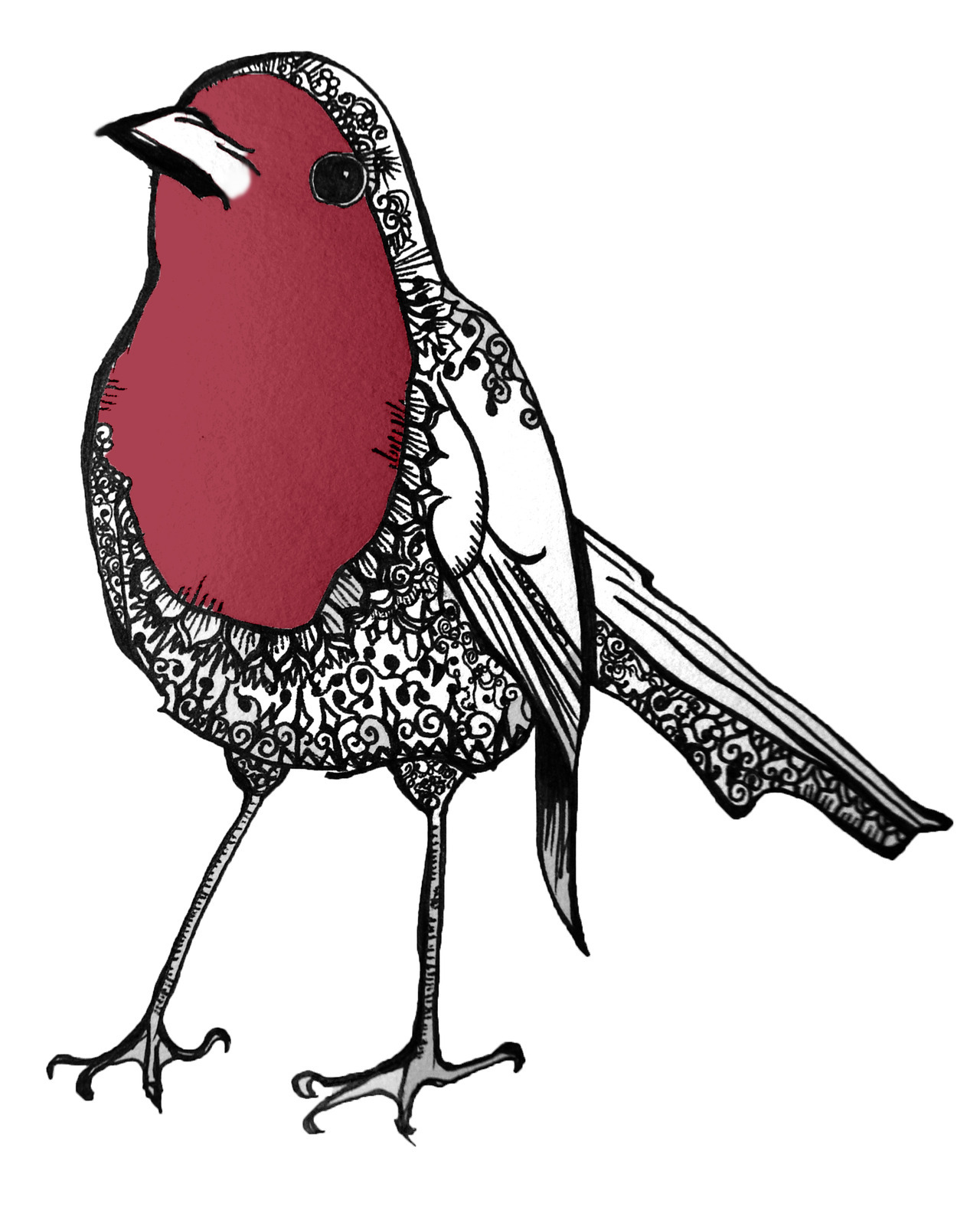 eatsleepdraw:  Patterned Robin, a tattoo design for a friend.  http://emmahodgsonillustrations.tumblr.com/