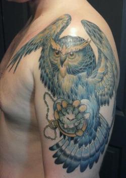 fuckyeahtattoos:  Owl piece done by Shaun