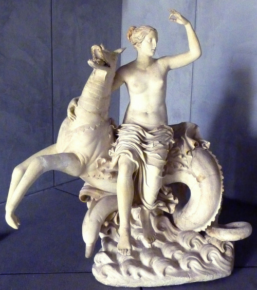 jungfrukallan:Nereid riding on a Ketos, From Posillipo, first half of the 1st century CE