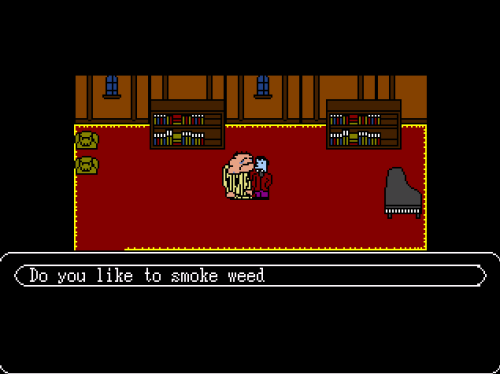 frenchdad:  i have the option to ask fucking DRACULA if he smokes weed jesus christ this game  Veed