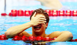 Hereforpizza:  Nathan Adrian Wins Men’s 100M Freestyle  Look At This Fucking Goober.
