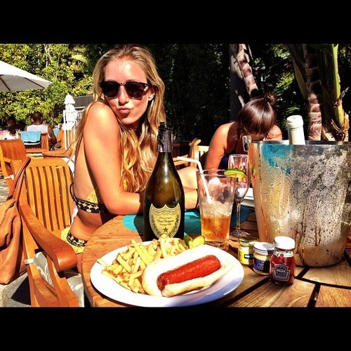 richkidsofinstagram:  #cali #poolside #dom #food #domperignon #vintage #champagne @annalevy by benjaminwhitelevin  