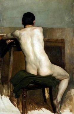 antonio-m:Brian Hatton (English, 1887-1916), Seated Nude, 1906. Oil on canvas laid on board. Hereford Museum and Art Gallery.