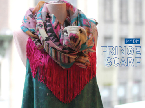 DIY No Sew Fringe Scarf or Beach Cover Up from I spy DIY here. Easy DIY video and really a really go