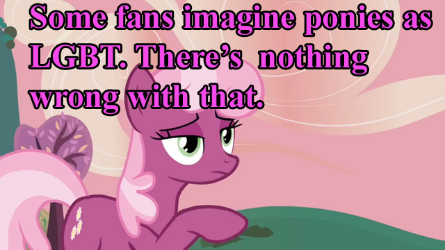 bronyetiquette:  [text reads “Some fans imagine ponies as LGBT. There’s nothing